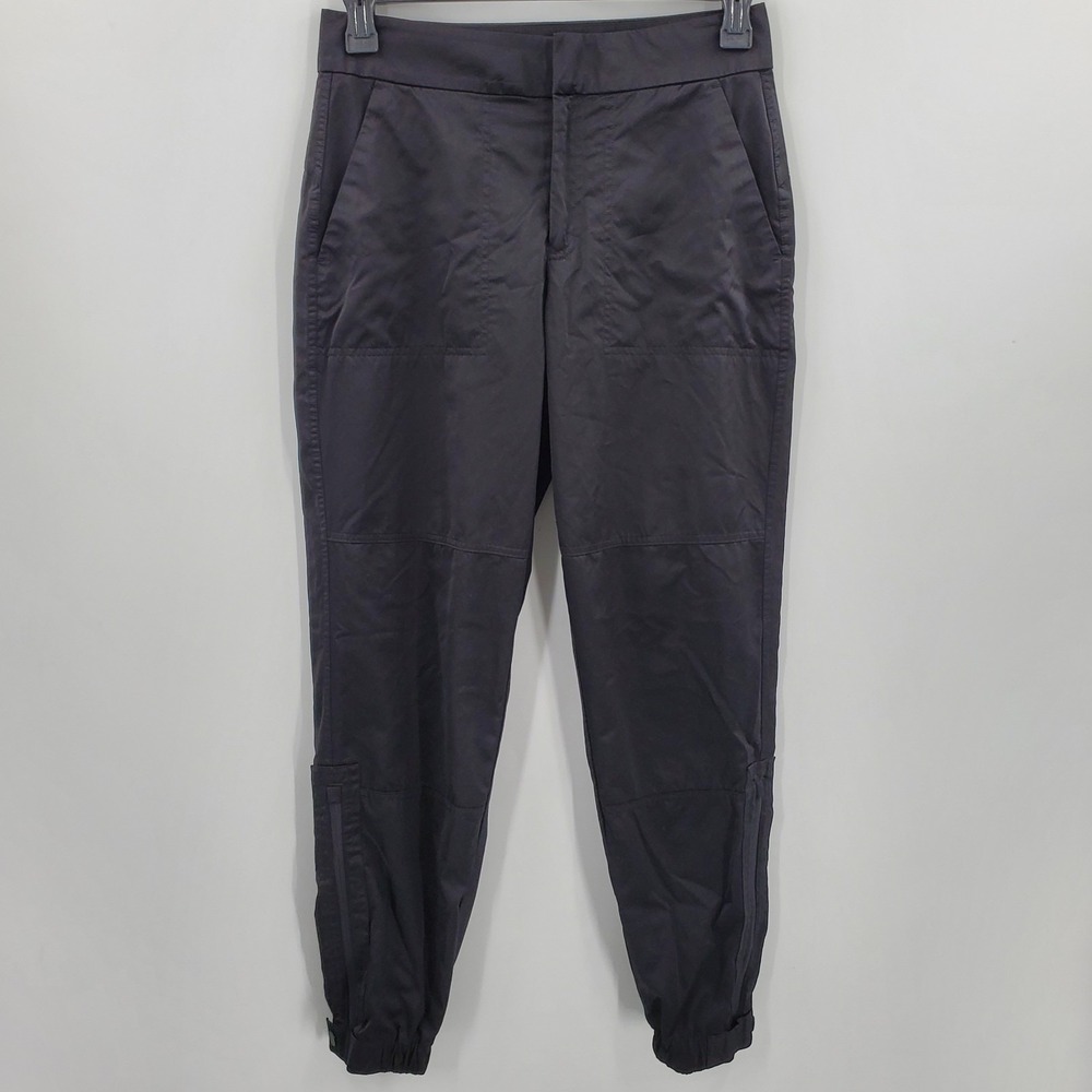 Women's Athleta Radiant Jogger Pants Size 4 Black Satin Tapered Athleisure